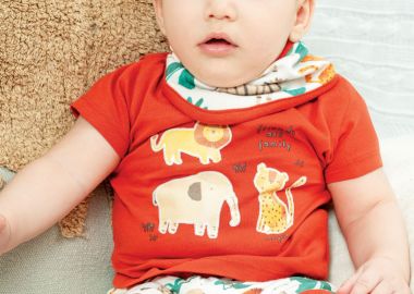 Σετ μπλούζα με βερμούδα και σαλιάρα για βρεφικό αγόρι (0 - 18 μηνών) | ΕΜΠΡΙΜΕ - Energiers - 